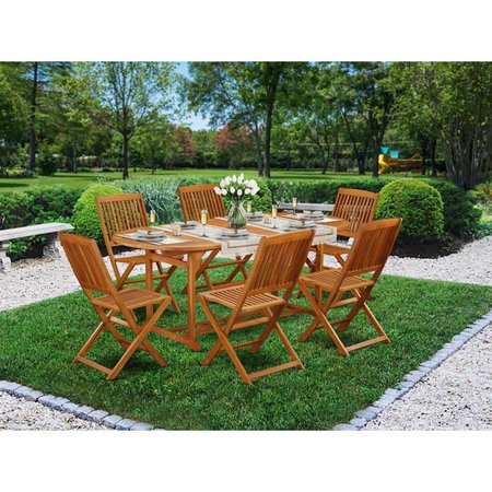 EAST WEST FURNITURE 7 Piece Beasley Acacia Balcony Dining Set - Natural Oil BSCM7CWNA